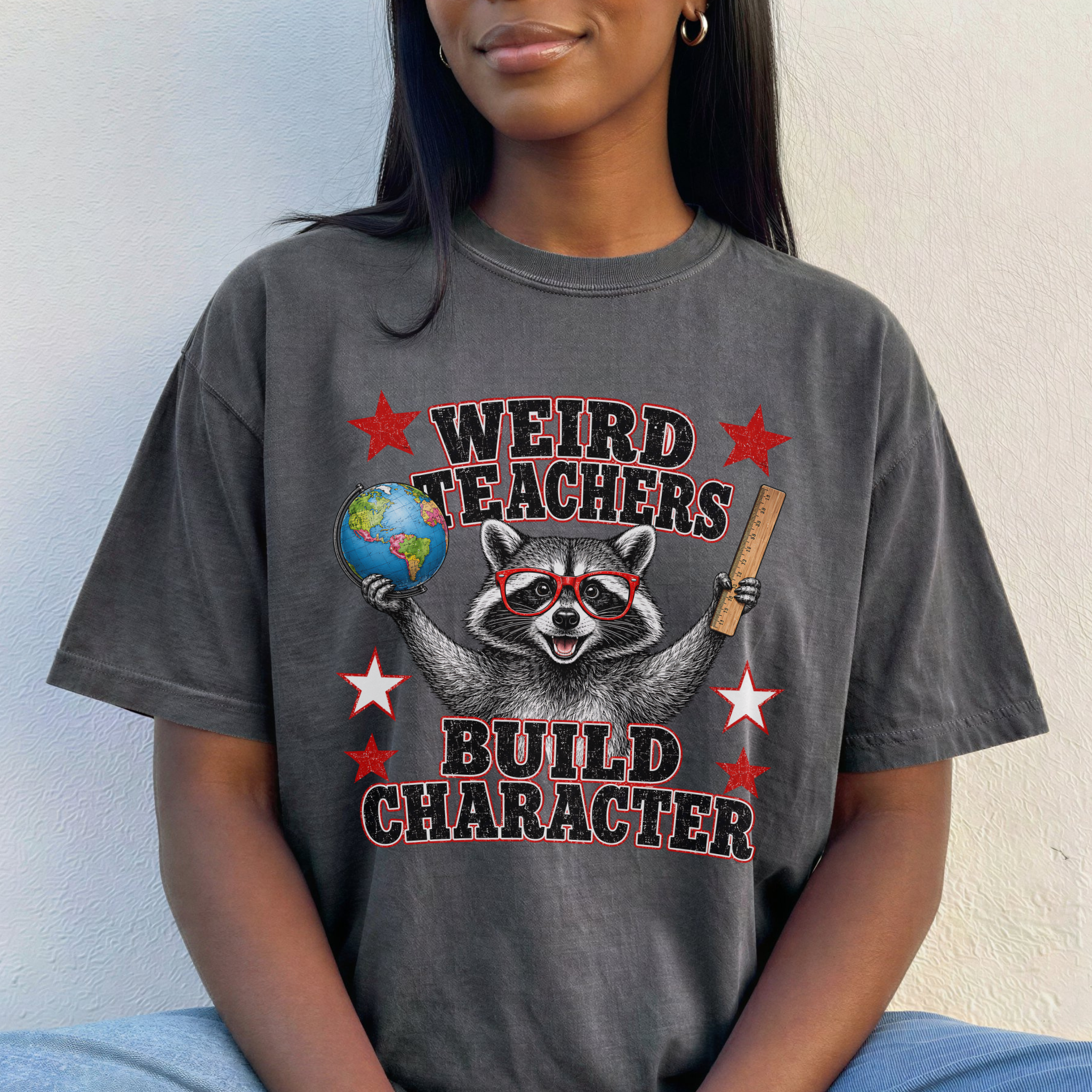 Weird Teachers Build Character Raccoon Tee - PRE ORDER