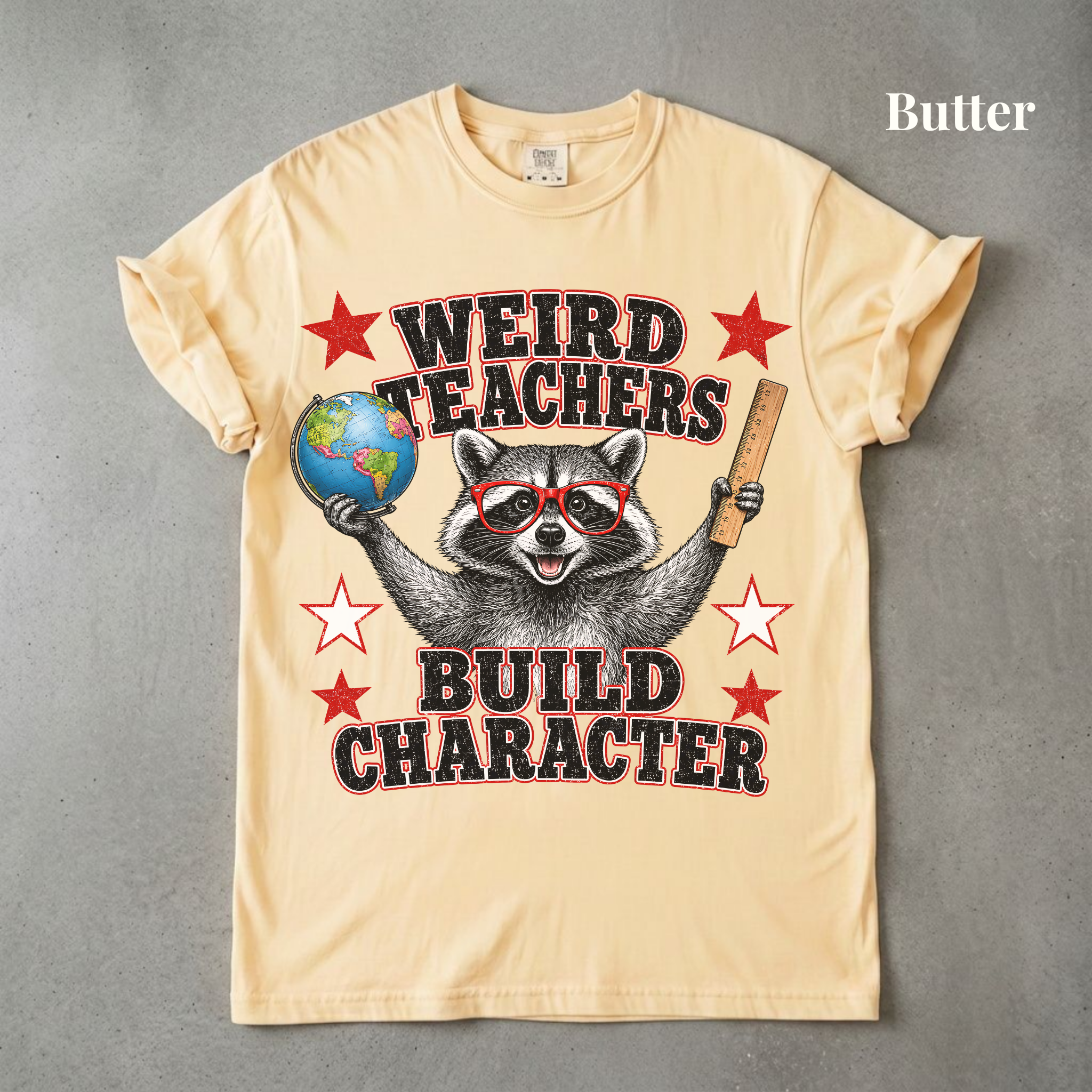 Weird Teachers Build Character Raccoon Tee - PRE ORDER
