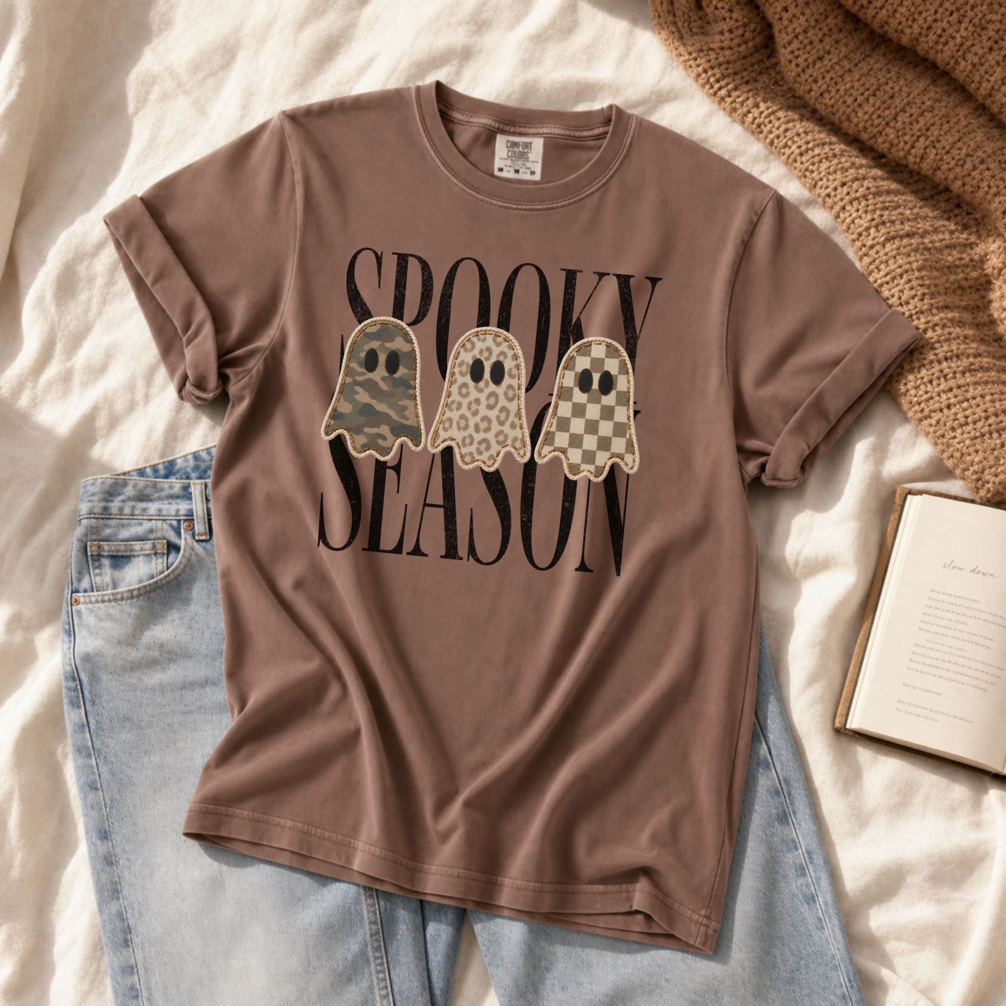 Retro Patchwork Ghost Graphic Tee
