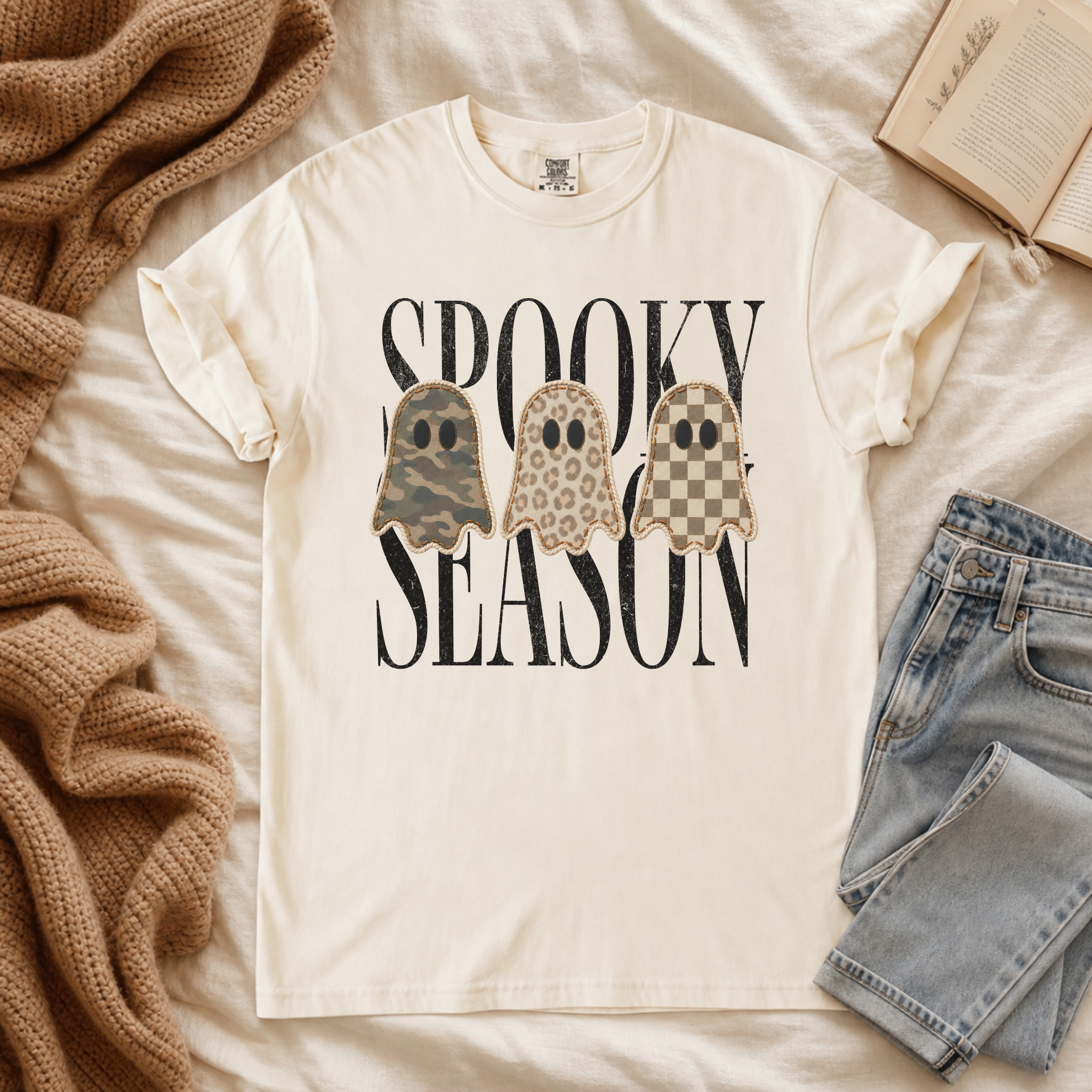 Retro Patchwork Ghost Graphic Tee