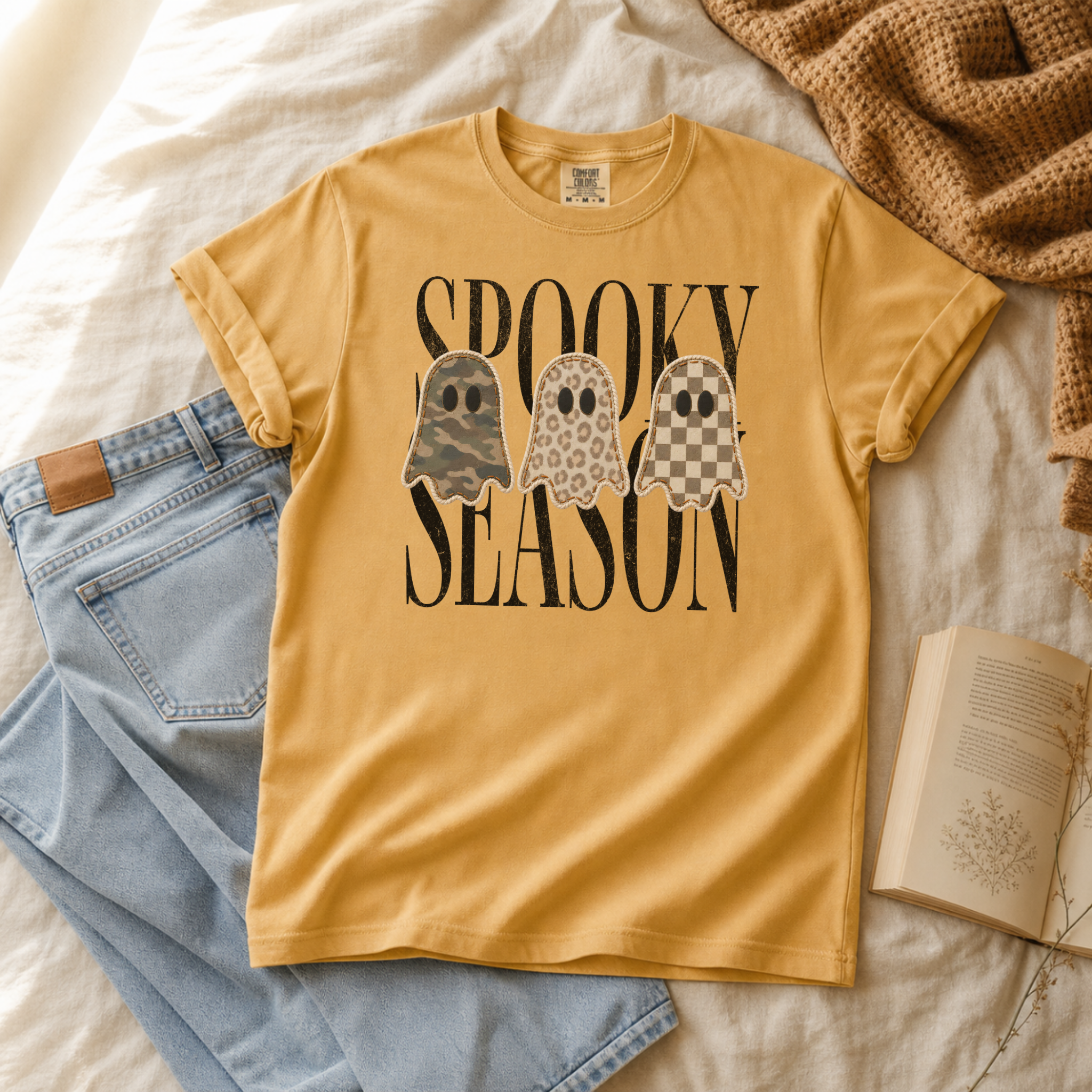 Retro Patchwork Ghost Graphic Tee