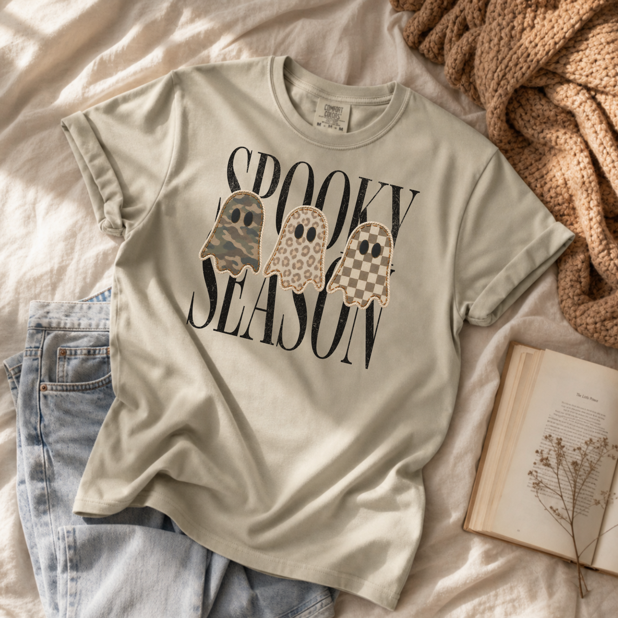 Retro Patchwork Ghost Graphic Tee