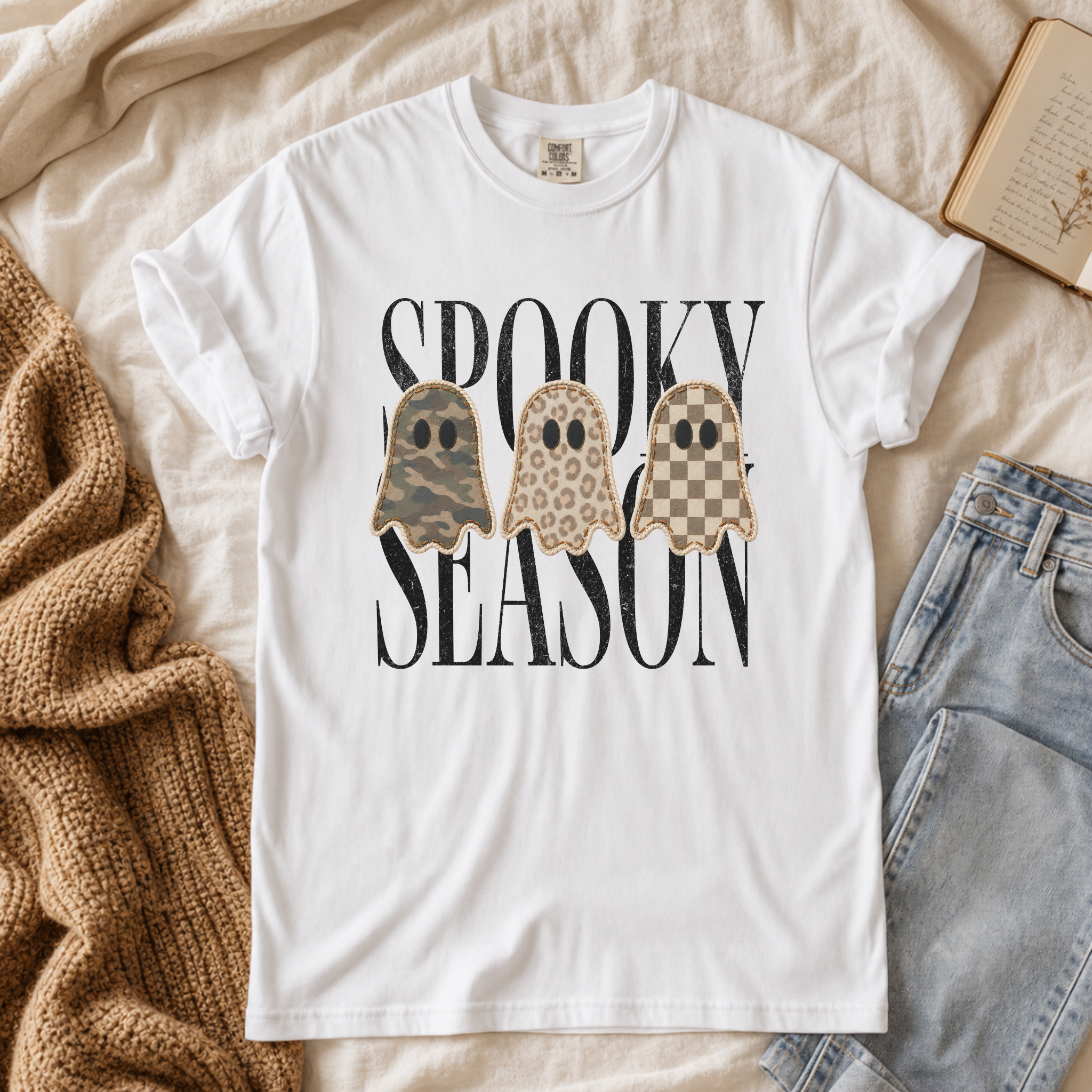 Retro Patchwork Ghost Graphic Tee