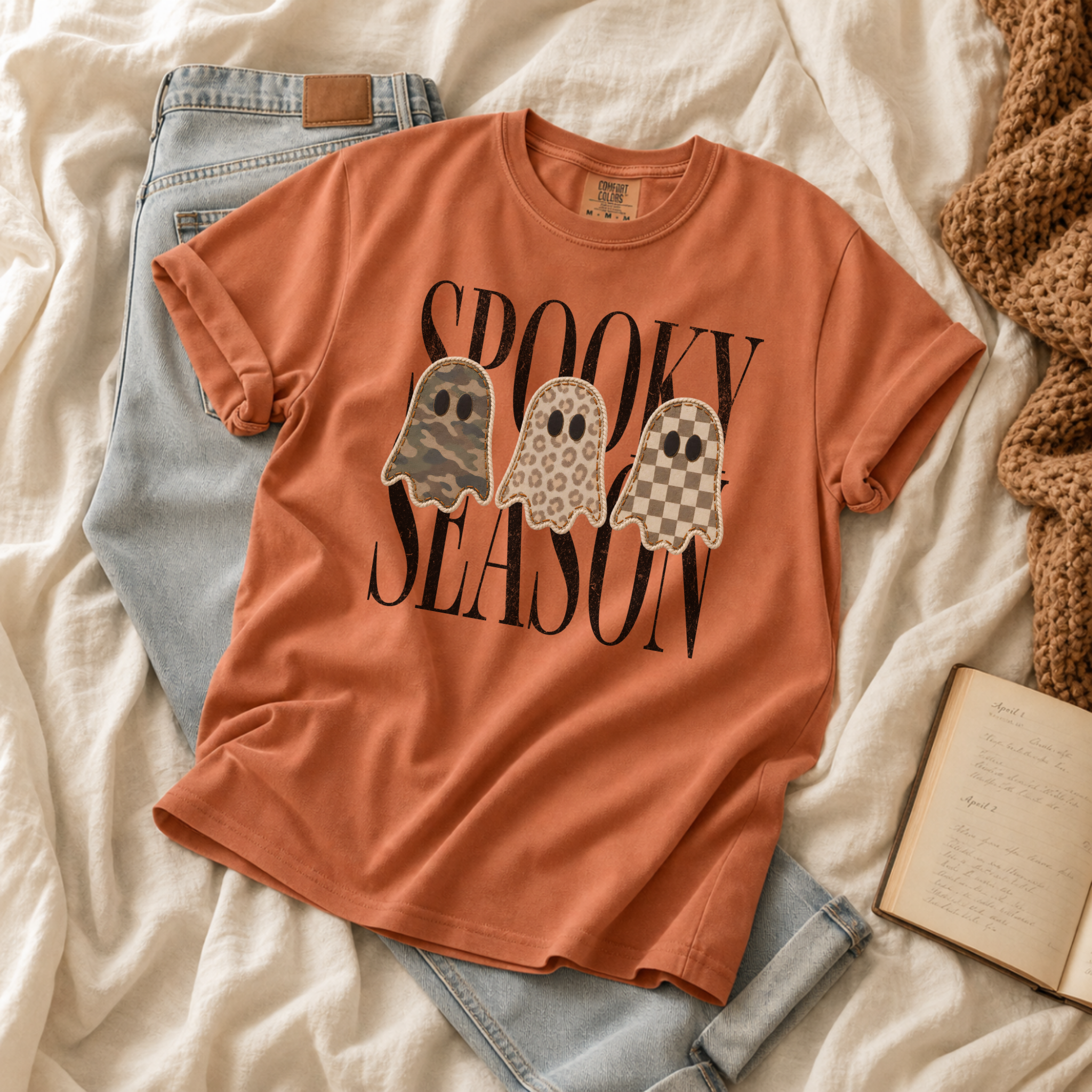 Retro Patchwork Ghost Graphic Tee
